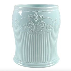 NWOT LENOX AMERICAN BY DESIGN FRENCH PERLE GROOVE CERAMIC WASTEBASKET Ice Blue